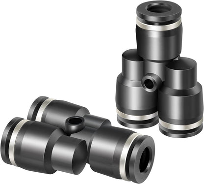 Black Y Spliter 3 Ways - 4MM Tube OD Push to Connect Tube Quick Fittings Push Lock PY-4 (Pack of 10)