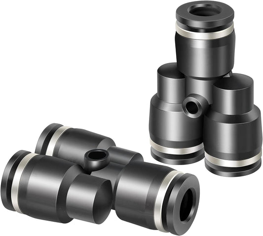 Black Y Spliter 3 Ways - 4MM Tube OD Push to Connect Tube Quick Fittings Push Lock PY-4 (Pack of 10)
