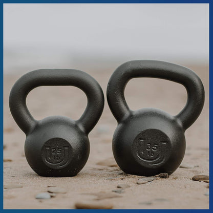 Usa-Iron POWDERCOATED Kettlebell [Weights 20Lb 25Lb 35Lb 44Lb 50Lb] **MADE in USA** for Men and Women with Wide Grip Handle, Home Gym, Kettle Bell for Core Fitness, Strength Training, Fitness & Muscle Building