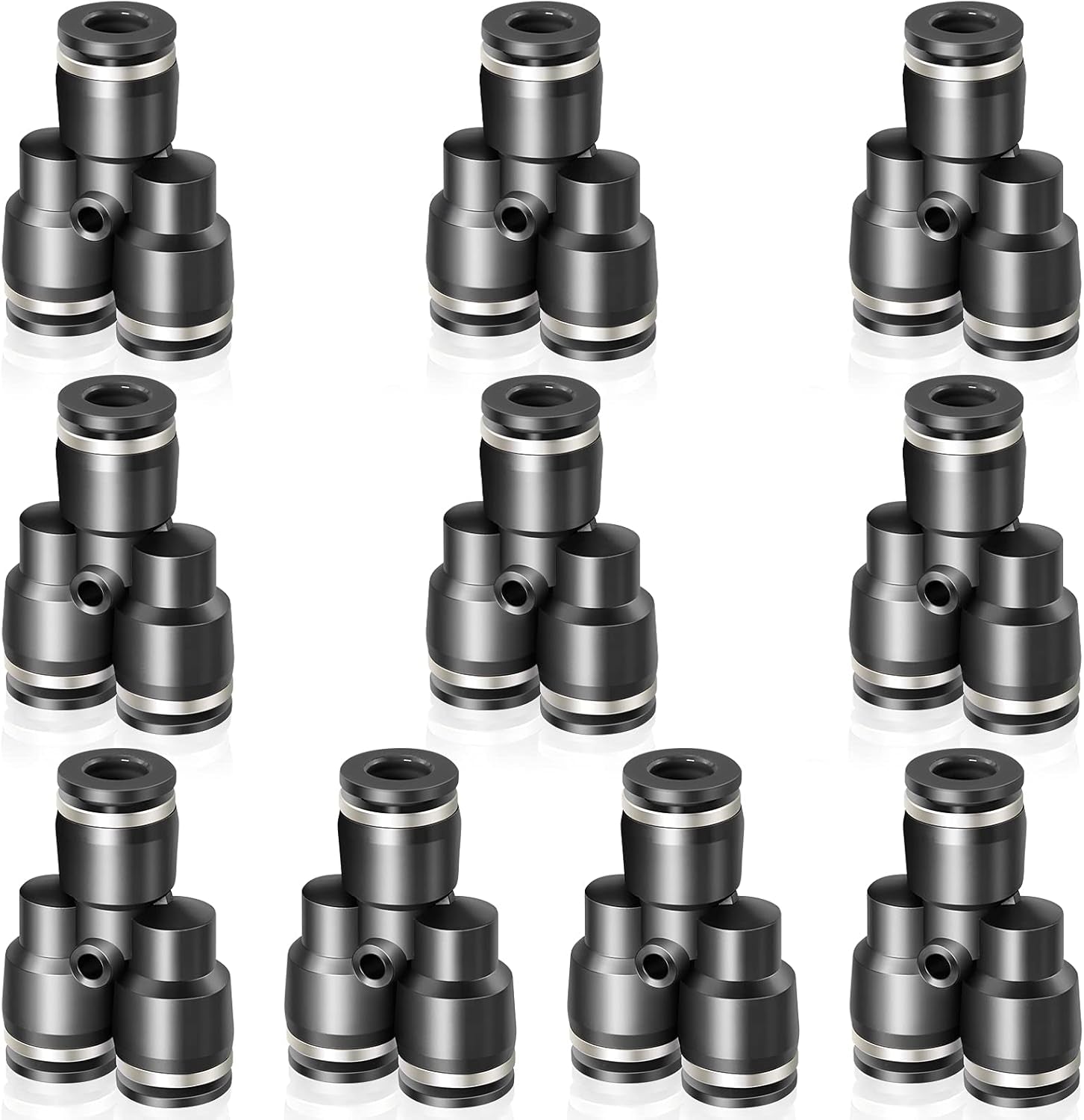 Black Y Spliter 3 Ways - 4MM Tube OD Push to Connect Tube Quick Fittings Push Lock PY-4 (Pack of 10)